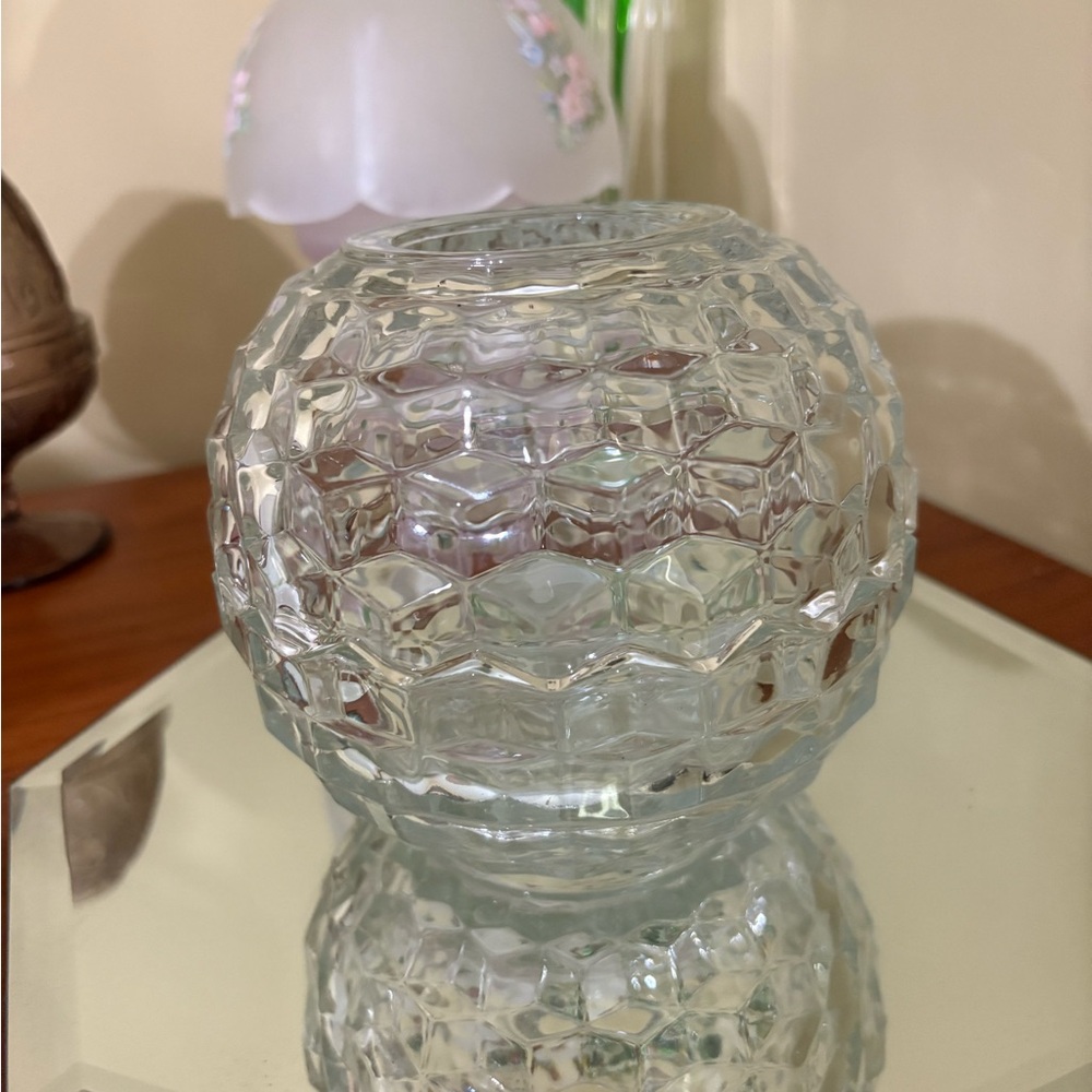 Westmoreland Clear Honeycomb Pattern Glass Vase